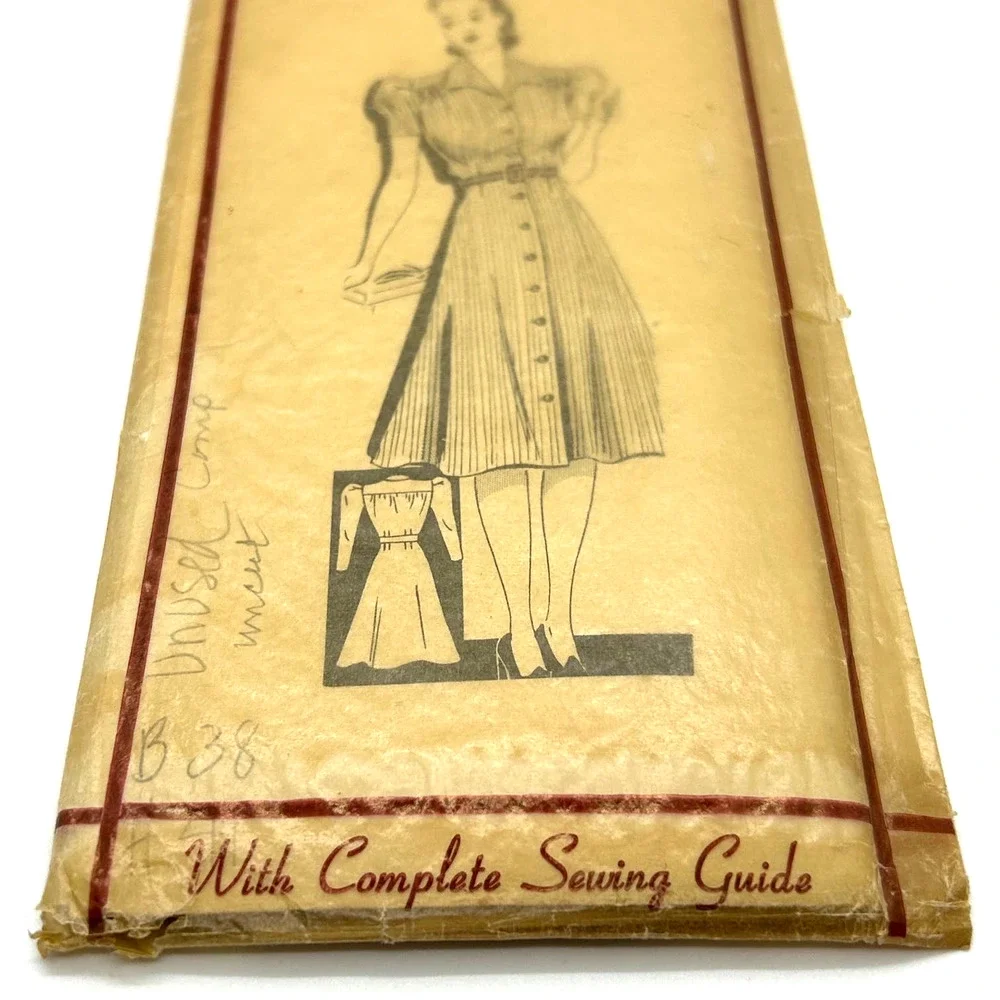 Mail Order Antique 1940's Pattern #8605 Indispensible Shirtwaister‎ Bust 38 RARE